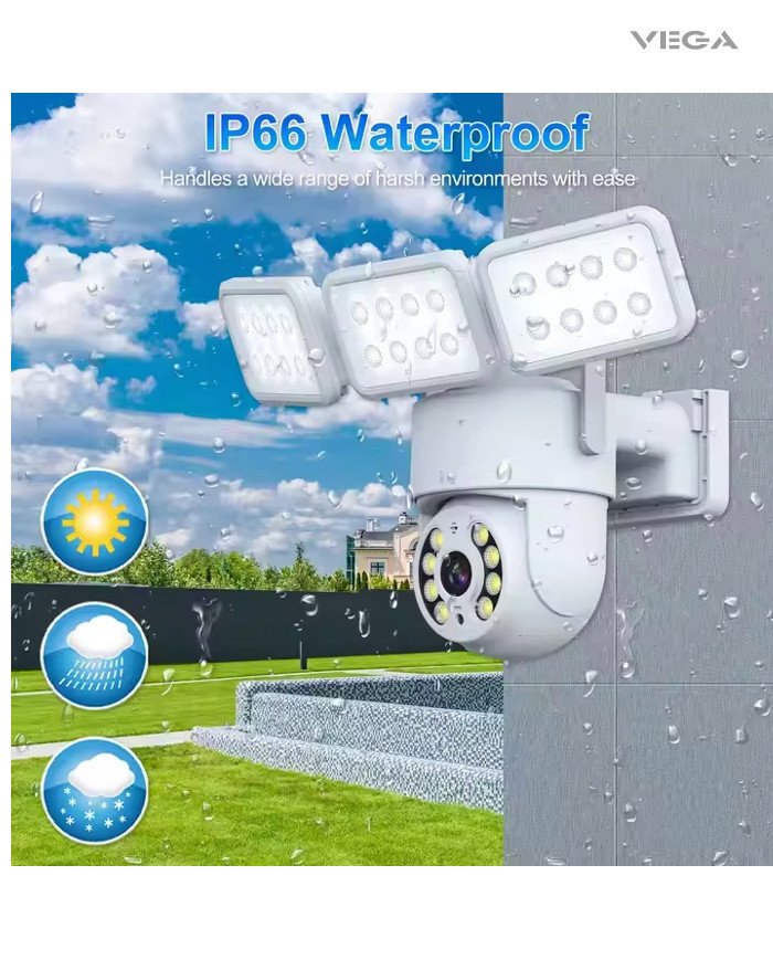 Vega Smart 4MP Outdoor Flood Light Camera Full HD 1080P