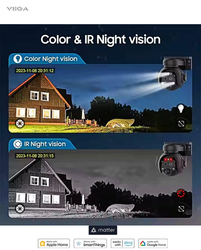 Vega 6MP 2K Smart Outdoor Camera Waterproof AI